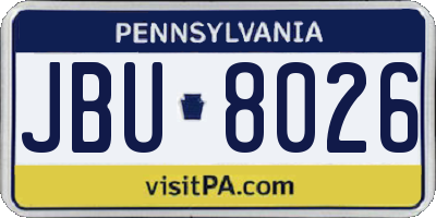 PA license plate JBU8026