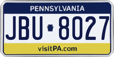 PA license plate JBU8027