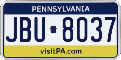 PA license plate JBU8037