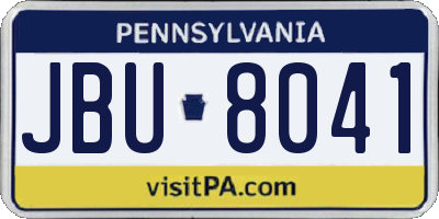 PA license plate JBU8041