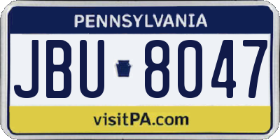 PA license plate JBU8047