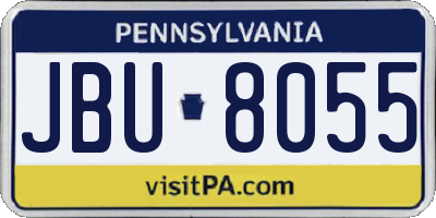 PA license plate JBU8055