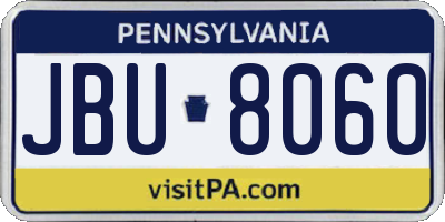 PA license plate JBU8060