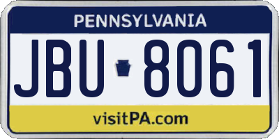 PA license plate JBU8061