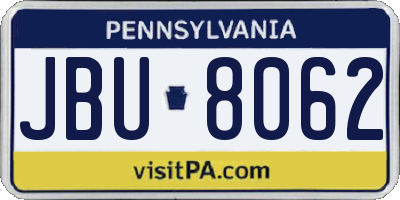 PA license plate JBU8062