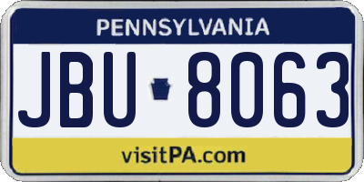 PA license plate JBU8063