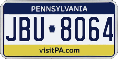 PA license plate JBU8064