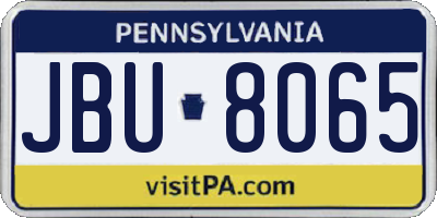 PA license plate JBU8065