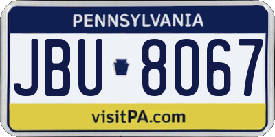 PA license plate JBU8067