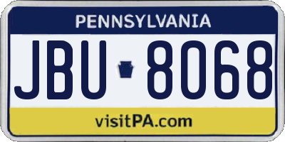 PA license plate JBU8068