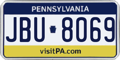 PA license plate JBU8069