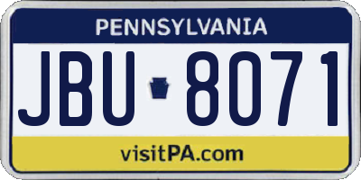 PA license plate JBU8071