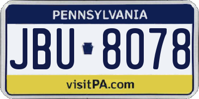 PA license plate JBU8078