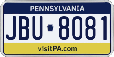 PA license plate JBU8081