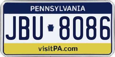 PA license plate JBU8086