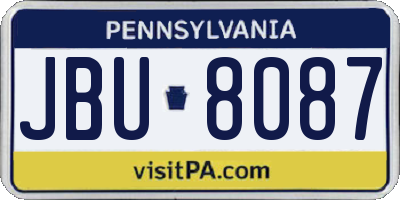 PA license plate JBU8087