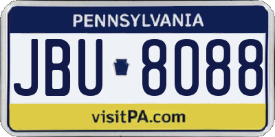 PA license plate JBU8088