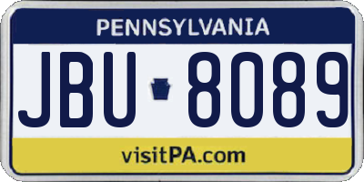 PA license plate JBU8089