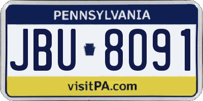 PA license plate JBU8091