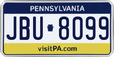 PA license plate JBU8099