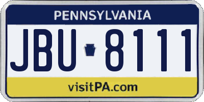 PA license plate JBU8111