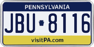 PA license plate JBU8116