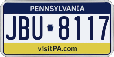 PA license plate JBU8117