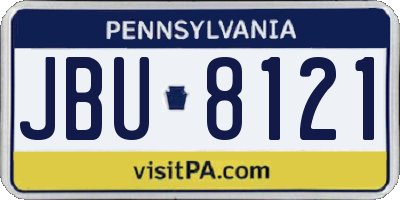 PA license plate JBU8121