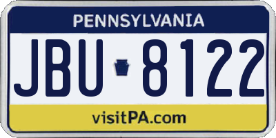 PA license plate JBU8122