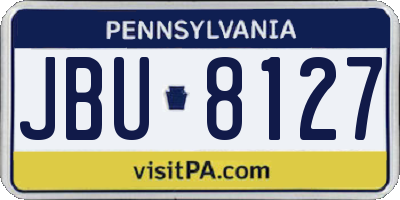 PA license plate JBU8127