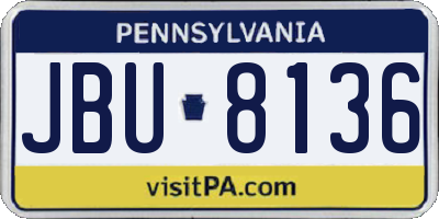 PA license plate JBU8136