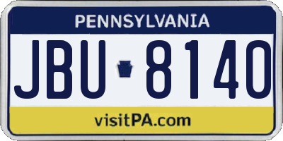 PA license plate JBU8140