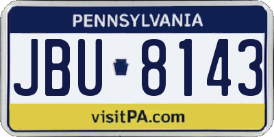 PA license plate JBU8143