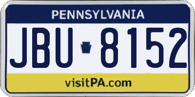 PA license plate JBU8152