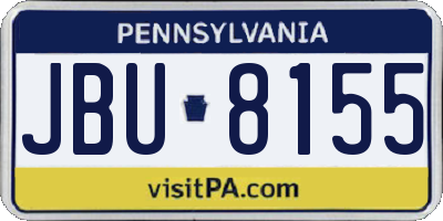 PA license plate JBU8155