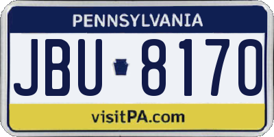 PA license plate JBU8170