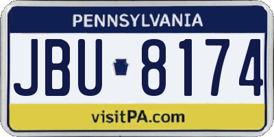 PA license plate JBU8174