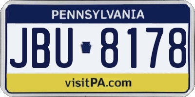 PA license plate JBU8178