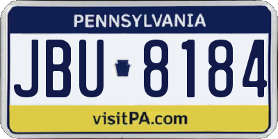 PA license plate JBU8184
