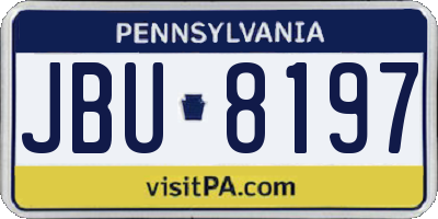 PA license plate JBU8197
