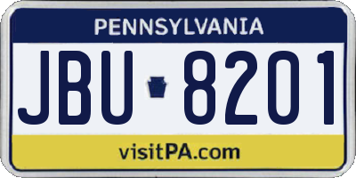 PA license plate JBU8201
