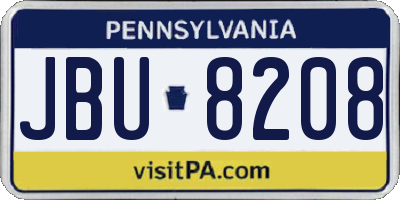 PA license plate JBU8208