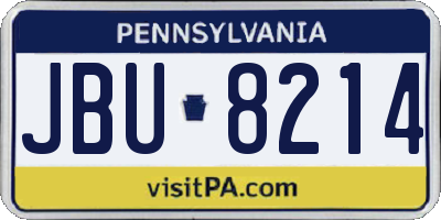 PA license plate JBU8214