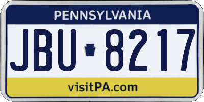 PA license plate JBU8217