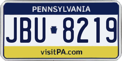 PA license plate JBU8219