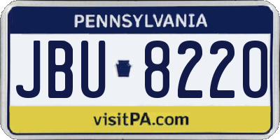 PA license plate JBU8220