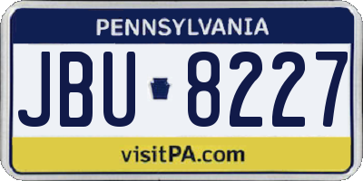 PA license plate JBU8227