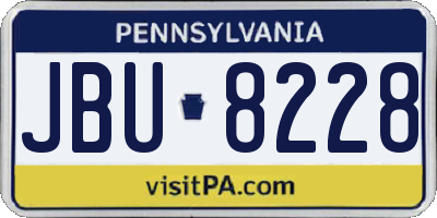 PA license plate JBU8228
