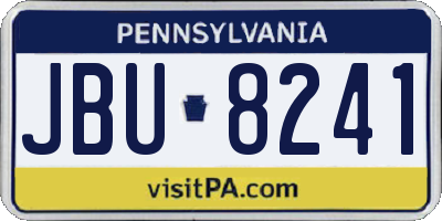 PA license plate JBU8241