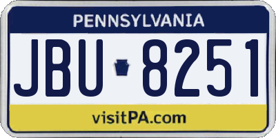 PA license plate JBU8251